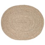 Alfombra Ovalada De Centro, Junco Natural - 100x122 Cm
