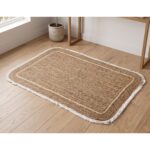 Alfombra Rectangular De Centro, Junco Natural Con Flecos De Hilo - 100x152 Cm - Imagen 4