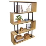 Estantería Moderna Multiuso De Metal Y Madera - 5 Niveles