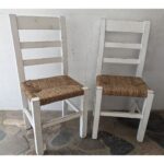Silla De Madera Rustica, Patinada, Asiento De Cardo