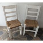 Silla De Madera Rustica, Patinada, Asiento De Cardo - Imagen 2