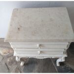 Mesa De Luz Francesa, Patinada, 2 Cajones, Tapa De Mármol - Imagen 4