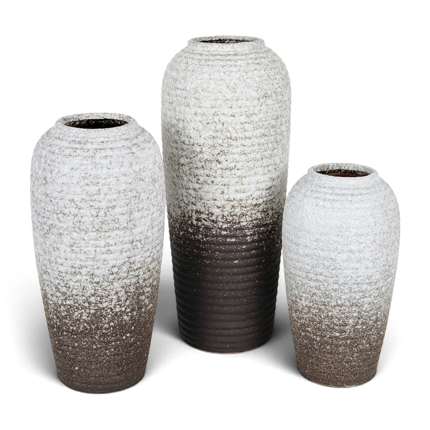 SQC047.SET_01 Set Jarrones De Cerámica Decorativo, Modelo Cónico - 3 Unidades - Imagen 1