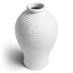 Jarrón De Cerámica Decorativo, Blanco A Rayas - 20x33cm - Imagen 2