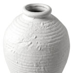 Jarrón De Cerámica Decorativo, Blanco A Rayas - 20x33cm - Imagen 3